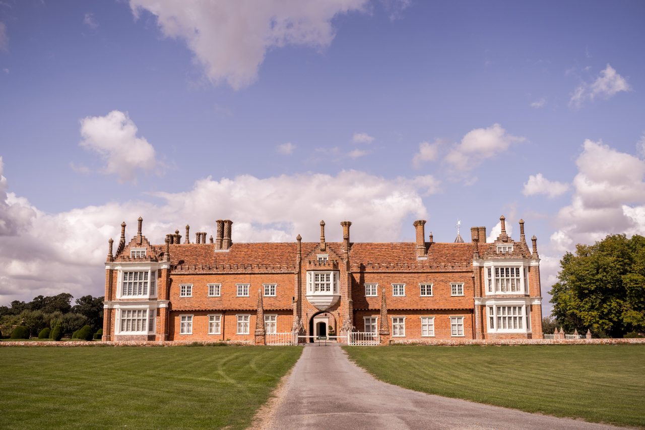 Front of Helmingham Hall In Suffolk and Drive-min