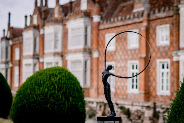 Red Ribbon Sculpture by Carol Peace at Helmingham Hall